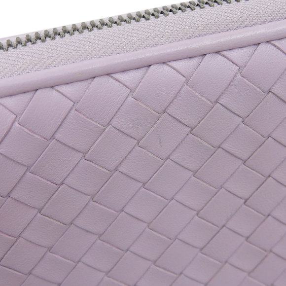 BOTTEGA VENETA Intrecciato Round Zipper Long Wallet Leather Purple - Picture 7 of 8
